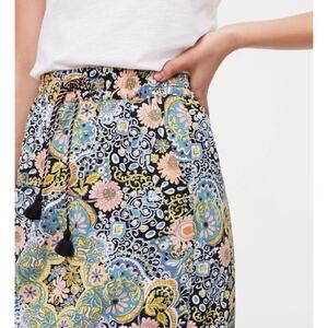 LOFT Ann Taylor Drawstring Tapestry Print Pockets Skirt // XS